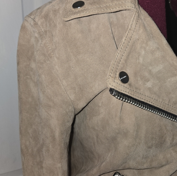 All Saints Dalby Slim Fit Tan Leather Asymmetrical Jacket - Picture 2 of 13